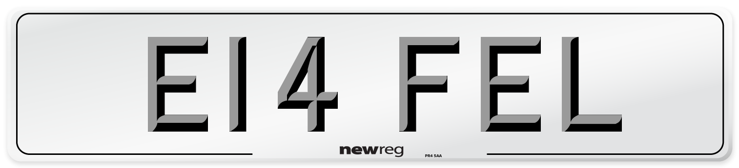 E14 FEL Number Plate from New Reg
